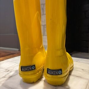 AUKEN Yellow Tall Rain Boots | Waterproof Rubber Wellies | Women’s Size 8